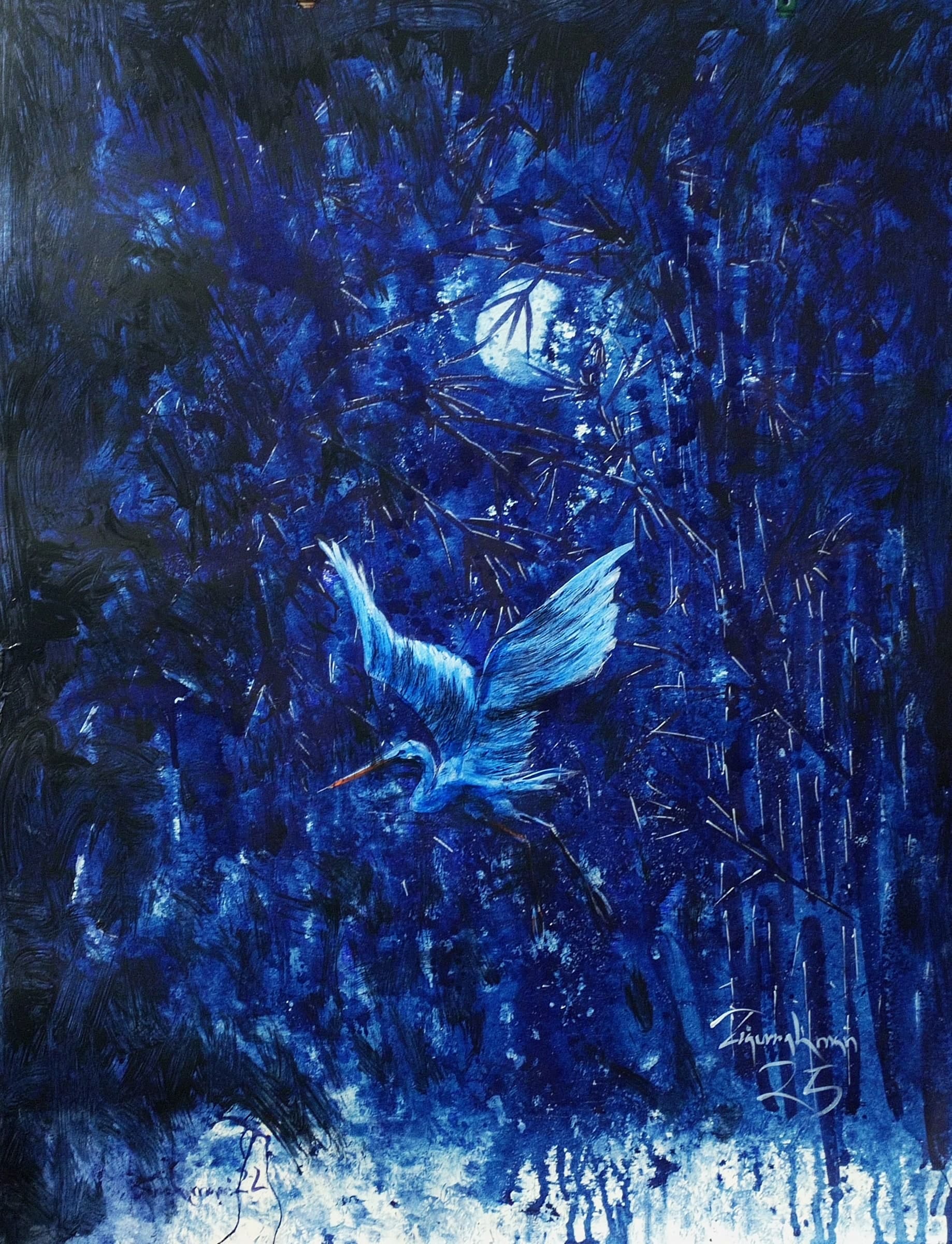 Heron and Moon