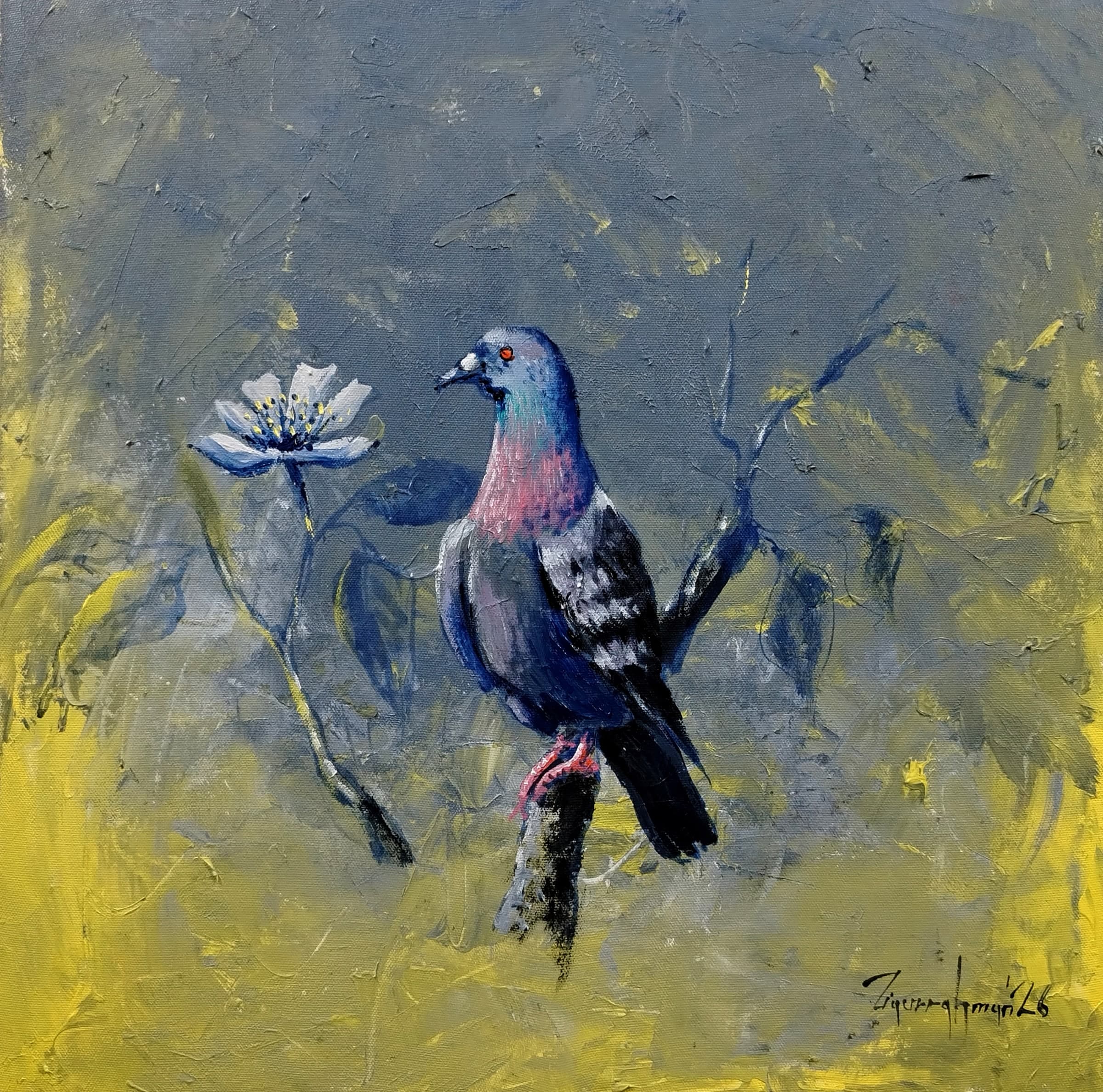 Pigeon and Flower